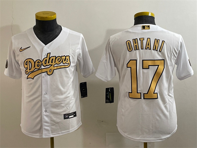 Youth Los Angeles Dodgers #17 Shohei Ohtani All-Star White Stitched Baseball Jersey
